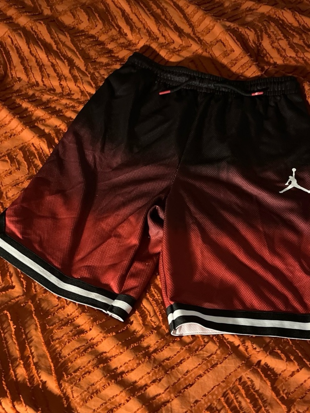 Jordan Men’s Black and Red Gradient Athletic Shorts